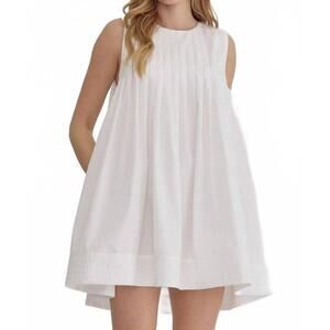 NEW ENTRO camila pleated mini dress in white